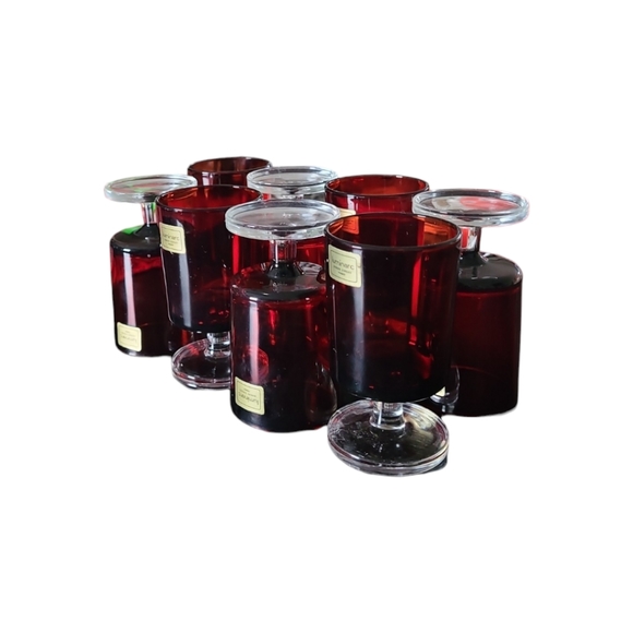 Vintage Luminarc Arcoroc France Ruby Red Stemmed Glass Goblet 4" - Picture 9 of 9